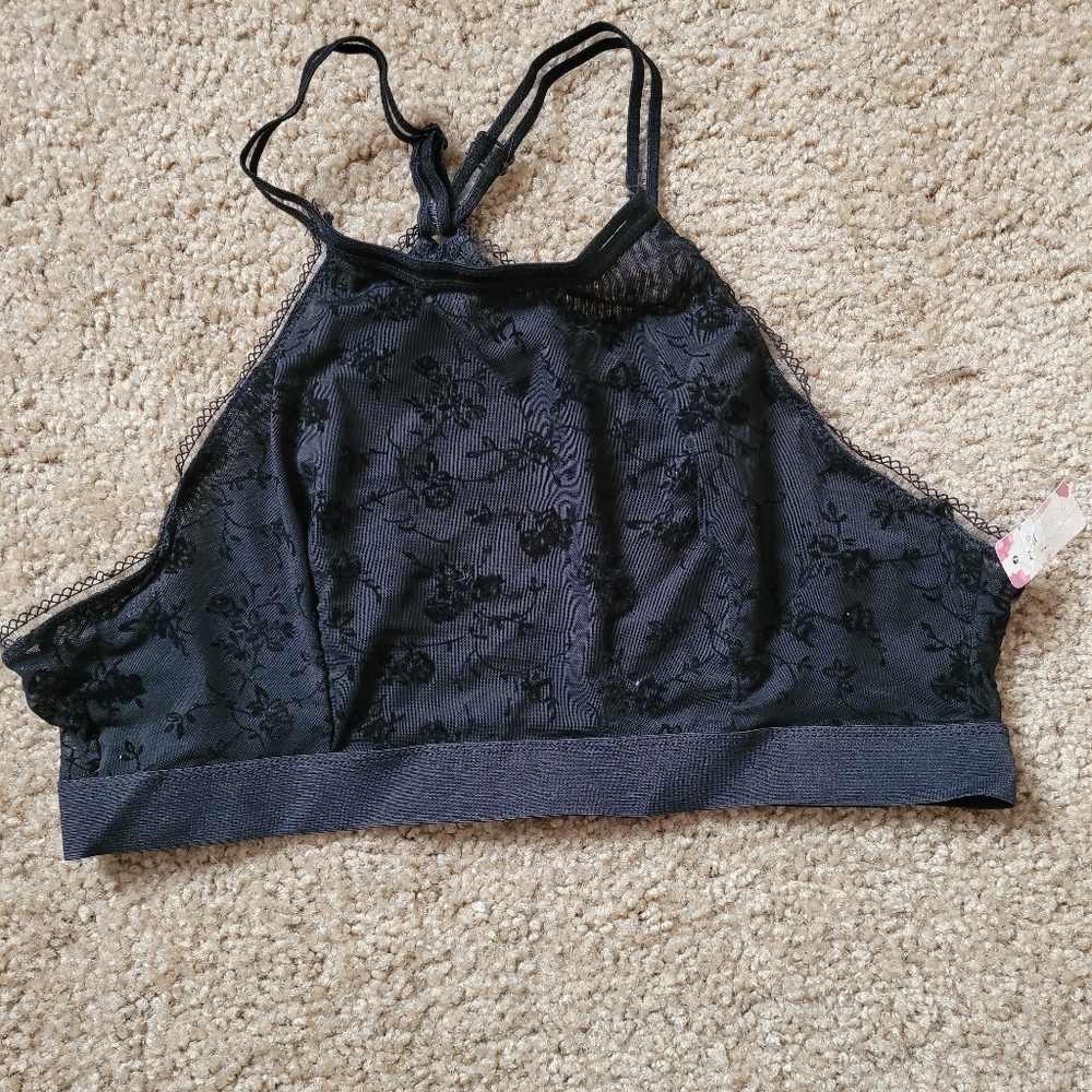 NWT High Neck Lace Bralette